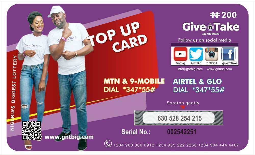 CONTACT HOPE ON 08128573925 TO PRINT SCRATCH AND WIN PROMO CARDS