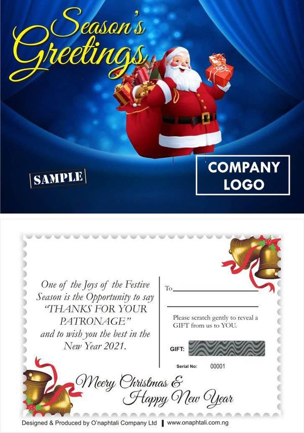 CALL EMMANUEL ON 08176499649,09021612751 TO PRINT SEASON'S GREETINGS SCRATCH CARDS IN LAGOS NIGERIA