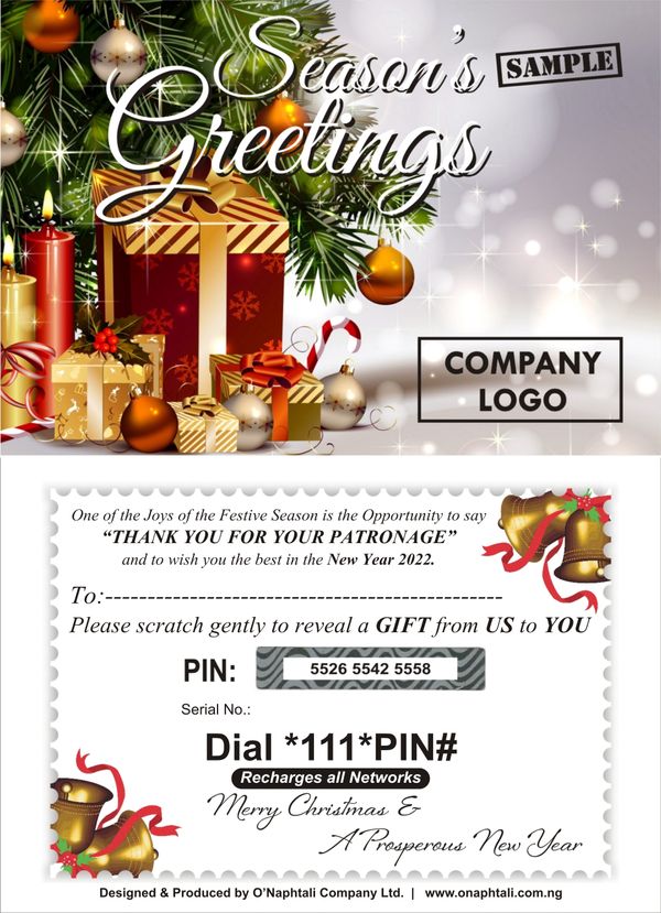 PRINT CUSTOMIZED SEASON'S GREETINGS SCRATCH CARDS IN LAGOS CALL EMMANUEL ON 08176499649,09021612751