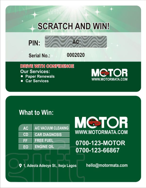 CONTACT BUKOLA ON 09099355873 TO PRINT SCRATCH AND WIN PROMO CARDS